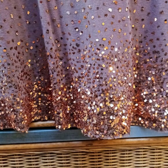 Cool Shimmery Maurice’s Copper Gold Sequins Rock-n-Roll Brown Short Sleeve Top - Picture 3 of 16